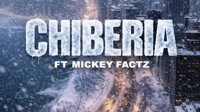 Chiberia cover: snow over Chicago at night